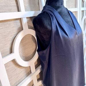 *NWT! BANANA REPUBLIC “Midnight Blue” Halter V- Neck Silky Sexy Blouse, WM SZ-M